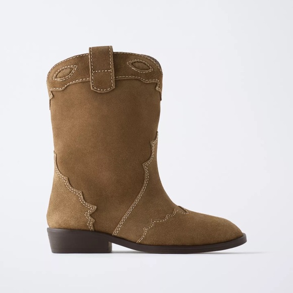 Zara Shoes - SUEDE COWBOY ANKLE BOOTS